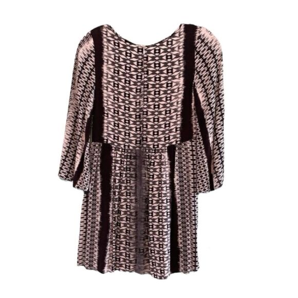 ASOS Empire Waist Mini Dress Black White Geometric Pattern Bell Sleeve 0 - Picture 3 of 7